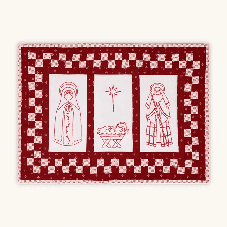Holy Family Redwork Banner Mini Quilt Kit | The Posy Collection