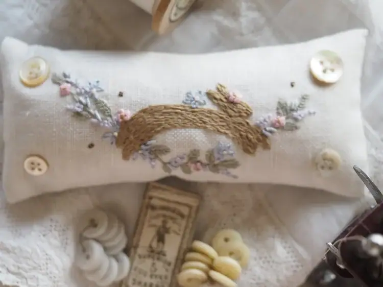 Leaping Rabbit Pincushion Embroidery Kit